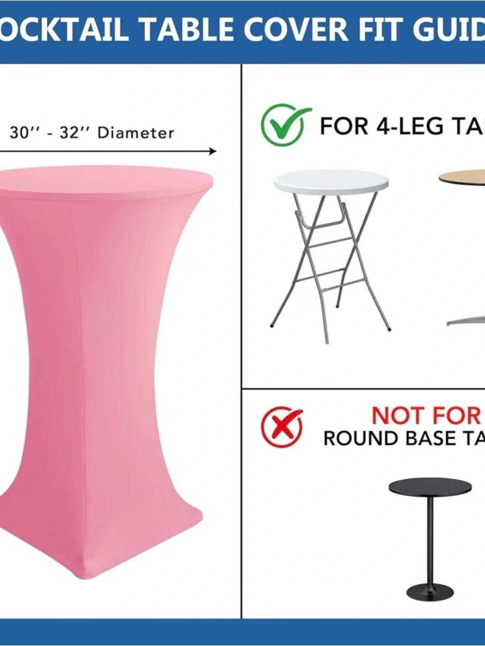 Pink Spandex Cocktail Table Covers - Set of 4